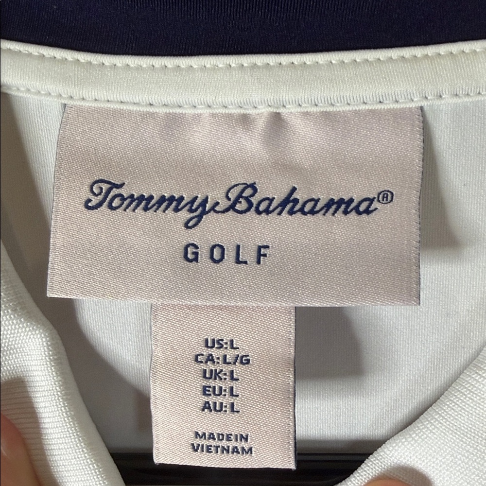 Tommy Bahama White Button Down Shirt with Black Trim - Picture 8 of 8